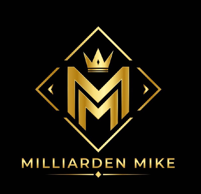 Milliarden Mike Logo: goldenes MM mit Krone
